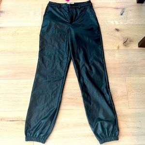 Faux leather baggy pants